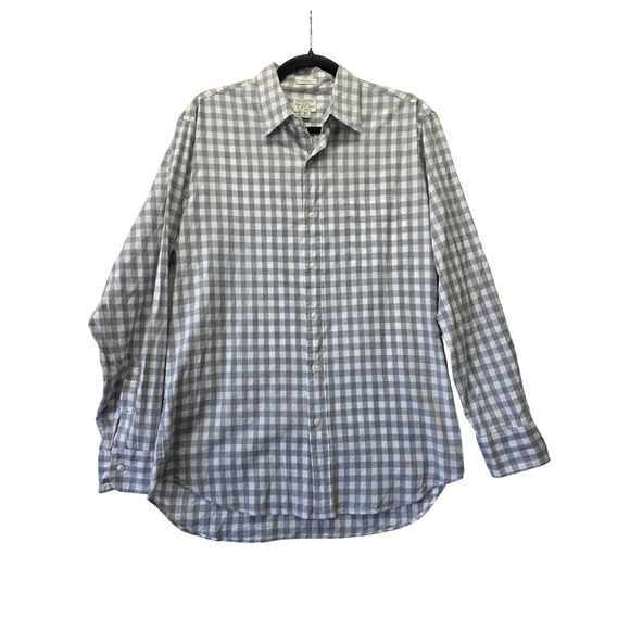 J. Crew Other - J.Crew Secret Wash Shirt Mens Medium Grey Gingham Organic Cotton Stretch Classic